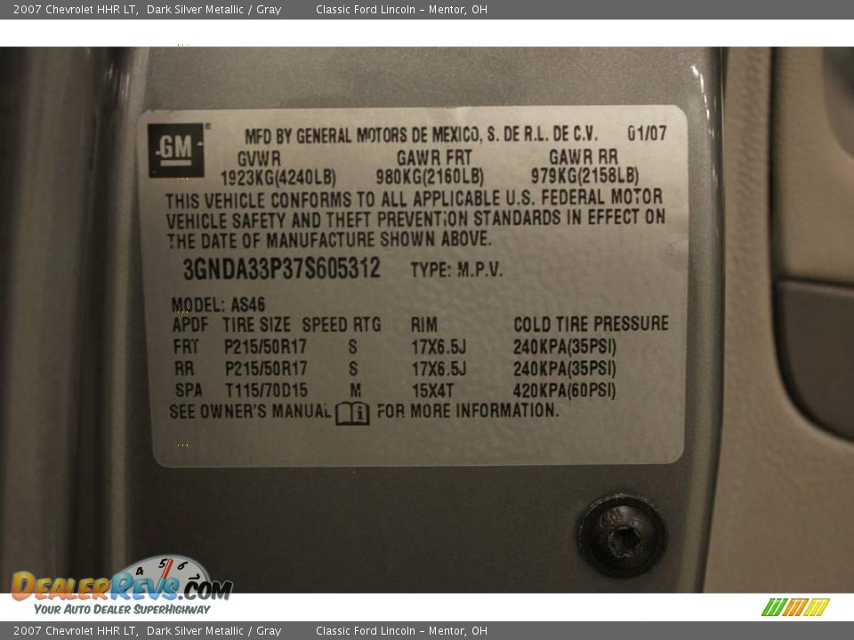 2007 Chevrolet HHR LT Dark Silver Metallic / Gray Photo #20