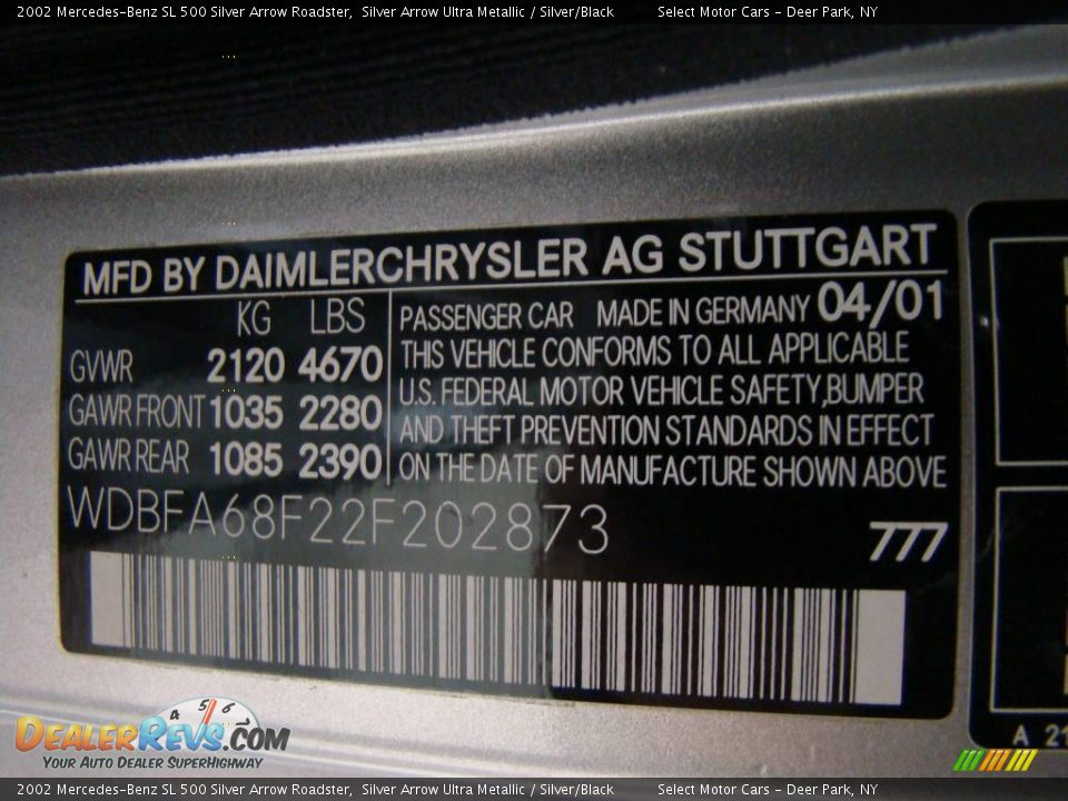 2002 Mercedes-Benz SL 500 Silver Arrow Roadster Silver Arrow Ultra Metallic / Silver/Black Photo #15