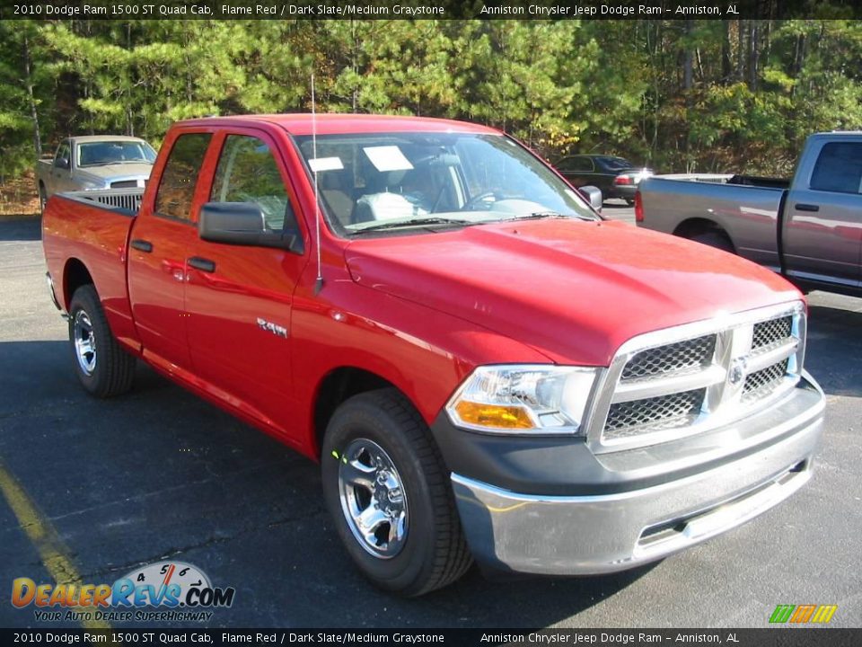 2010 Dodge Ram 1500 ST Quad Cab Flame Red / Dark Slate/Medium Graystone Photo #2