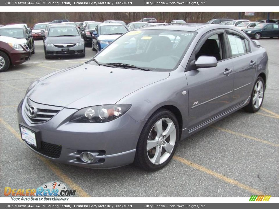 2006 Mazda MAZDA3 s Touring Sedan Titanium Gray Metallic / Black/Red Photo #1