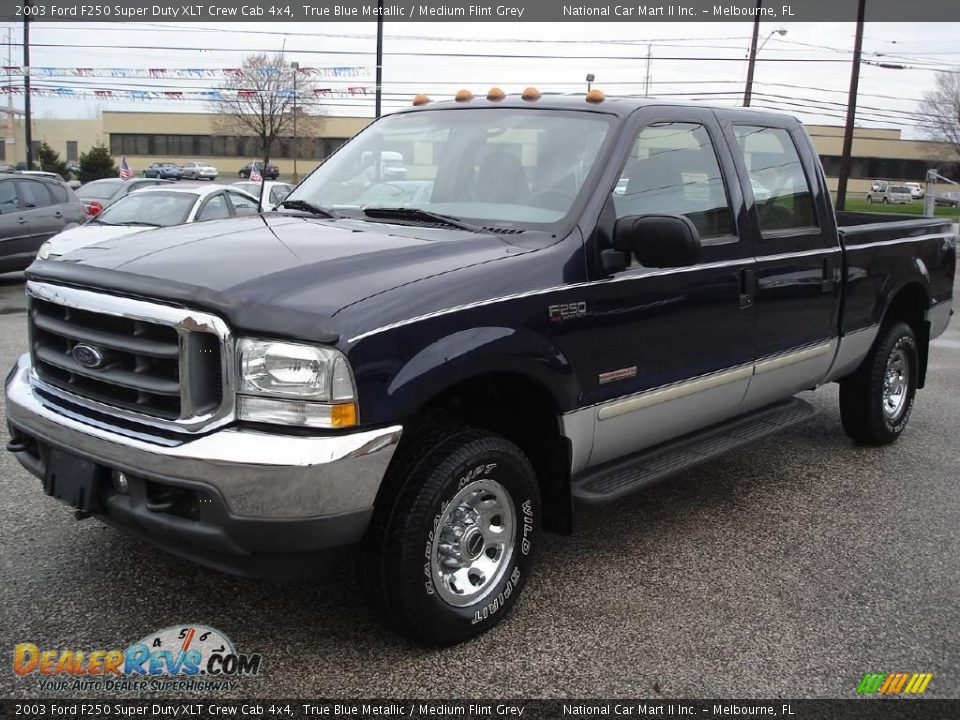 2003 Ford F250 Super Duty XLT Crew Cab 4x4 True Blue Metallic / Medium Flint Grey Photo #1