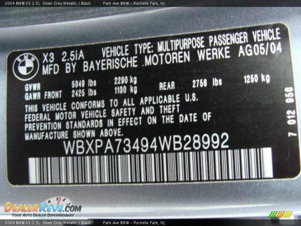2004 BMW X3 2.5i Silver Grey Metallic / Black Photo #26