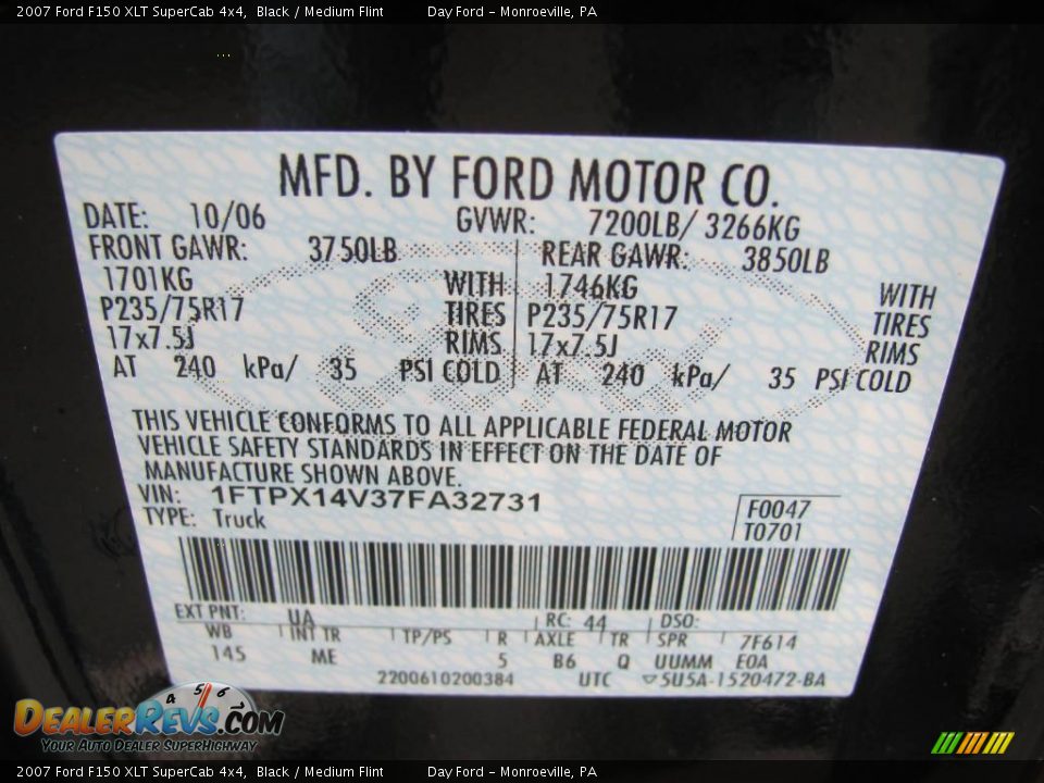 2007 Ford F150 XLT SuperCab 4x4 Black / Medium Flint Photo #14