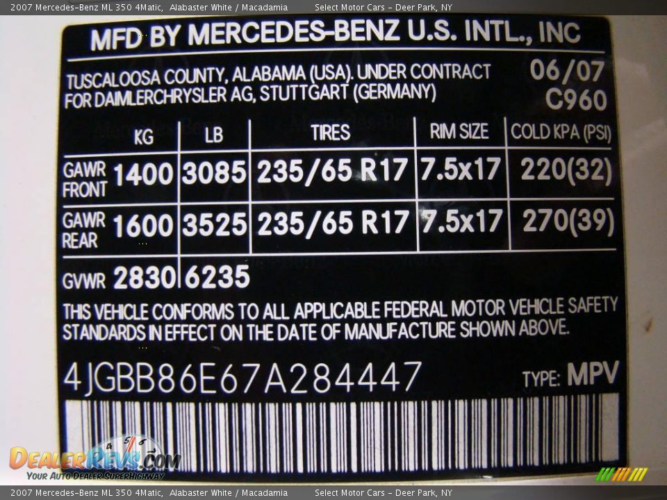 2007 Mercedes-Benz ML 350 4Matic Alabaster White / Macadamia Photo #14