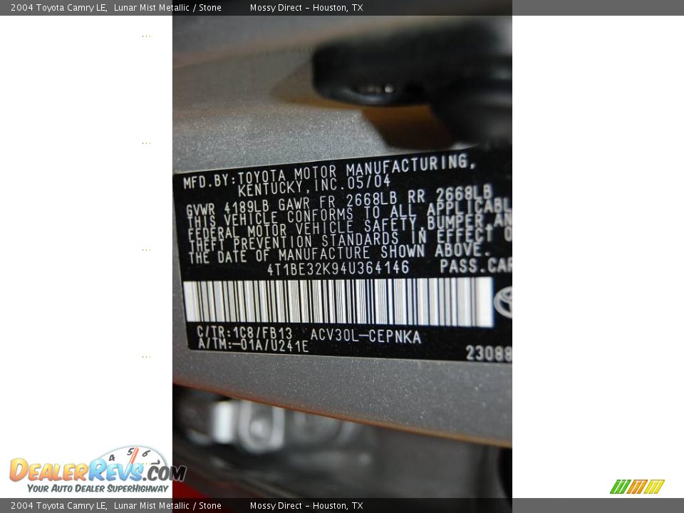 2004 Toyota Camry LE Lunar Mist Metallic / Stone Photo #11