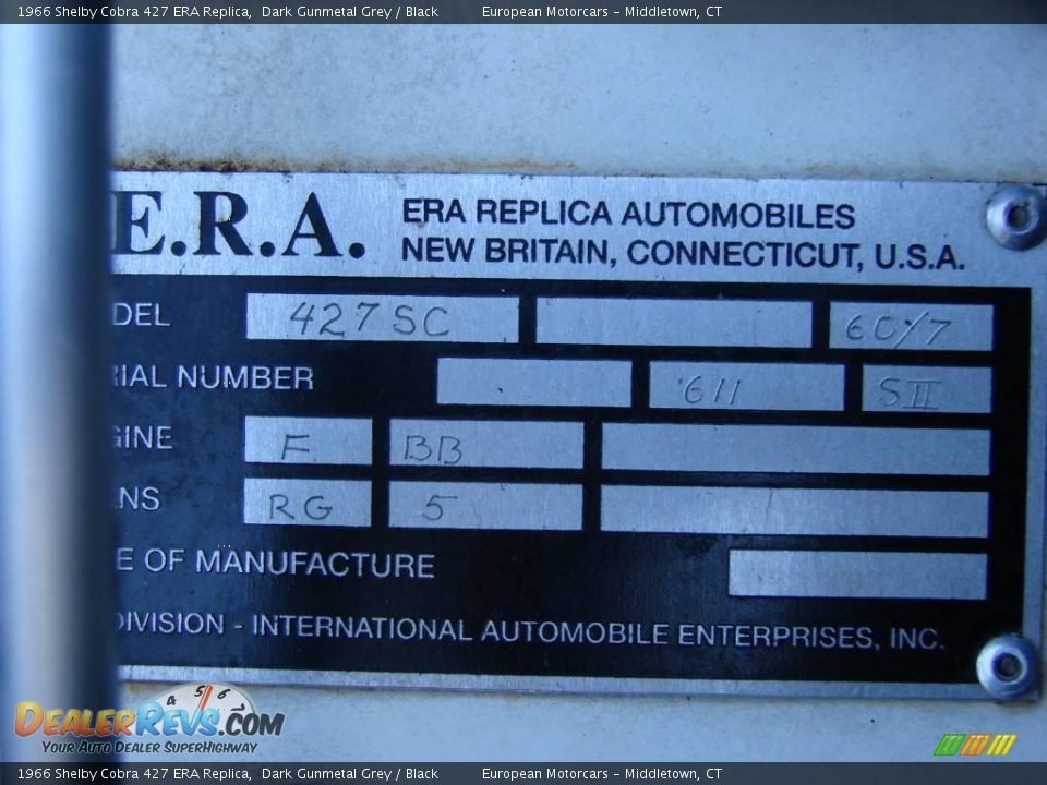1966 Shelby Cobra 427 ERA Replica Dark Gunmetal Grey / Black Photo #23