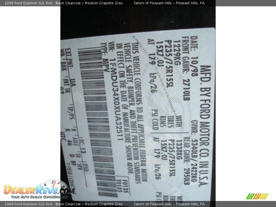 1999 Ford Explorer XLS 4x4 Black Clearcoat / Medium Graphite Grey Photo #14