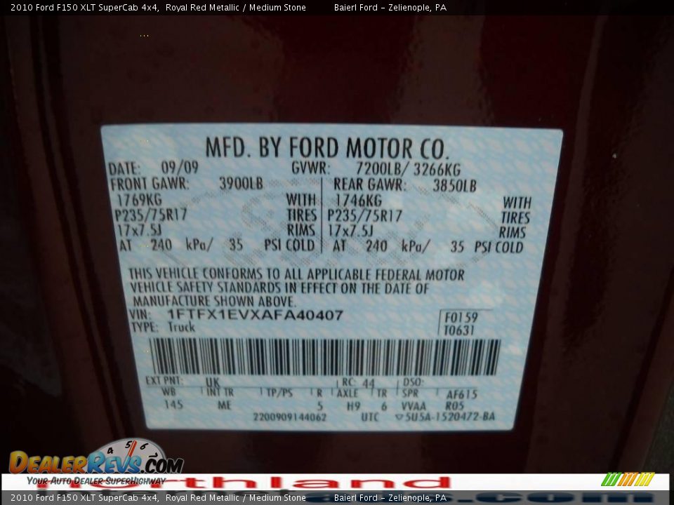 2010 Ford F150 XLT SuperCab 4x4 Royal Red Metallic / Medium Stone Photo #12