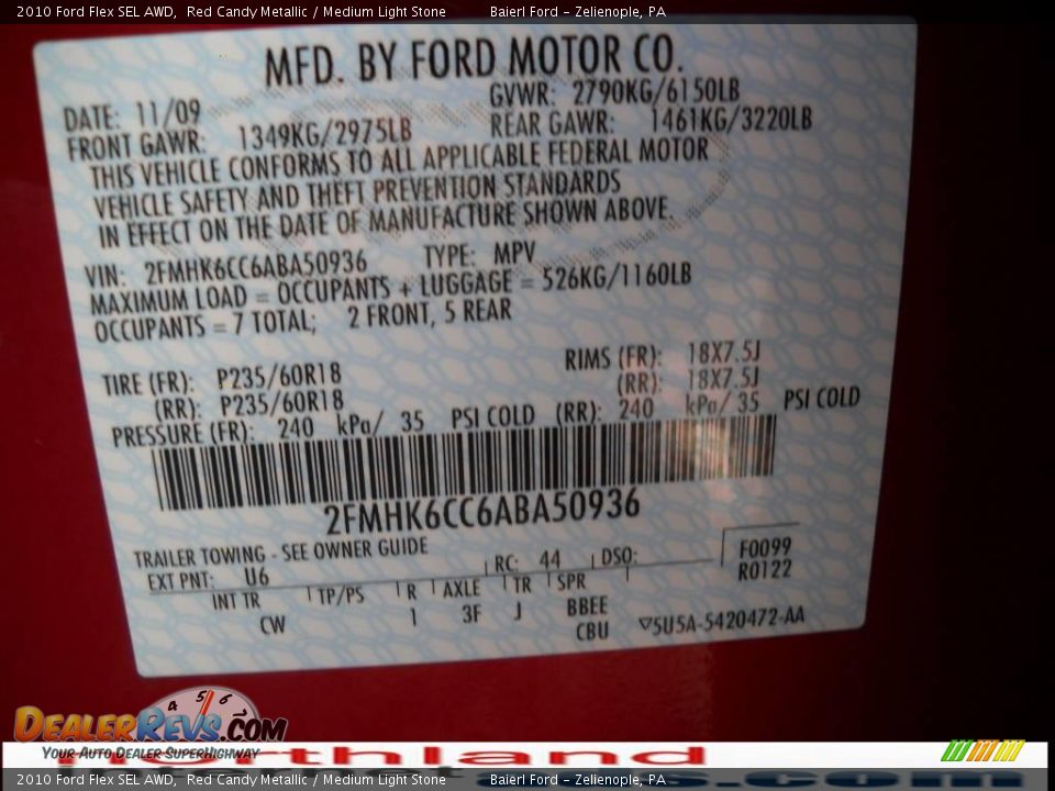 2010 Ford Flex SEL AWD Red Candy Metallic / Medium Light Stone Photo #11