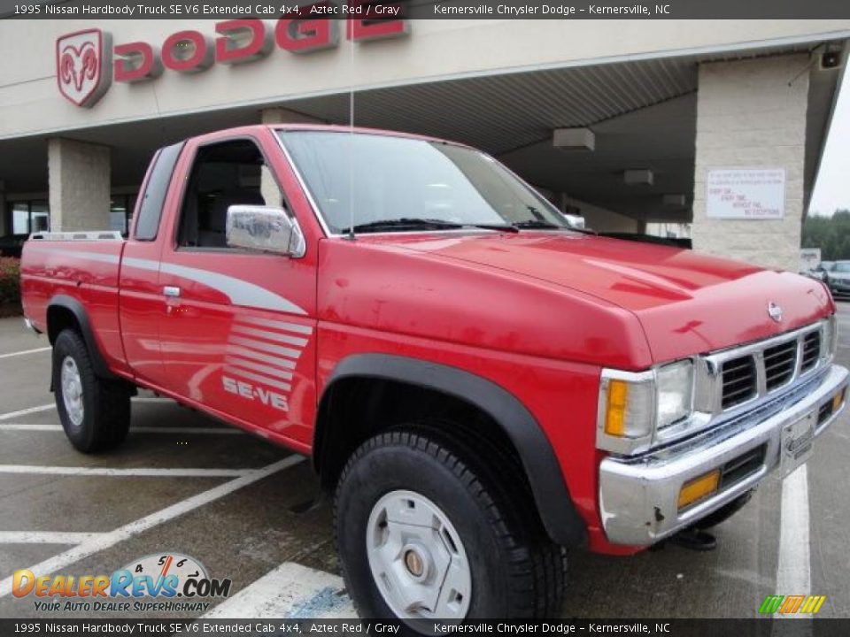 1995 Nissan Hardbody Truck SE V6 Extended Cab 4x4 Aztec Red / Gray Photo #1