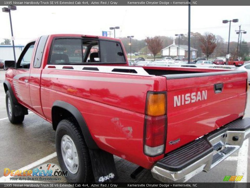 1995 Nissan Hardbody Truck SE V6 Extended Cab 4x4 Aztec Red / Gray Photo #5