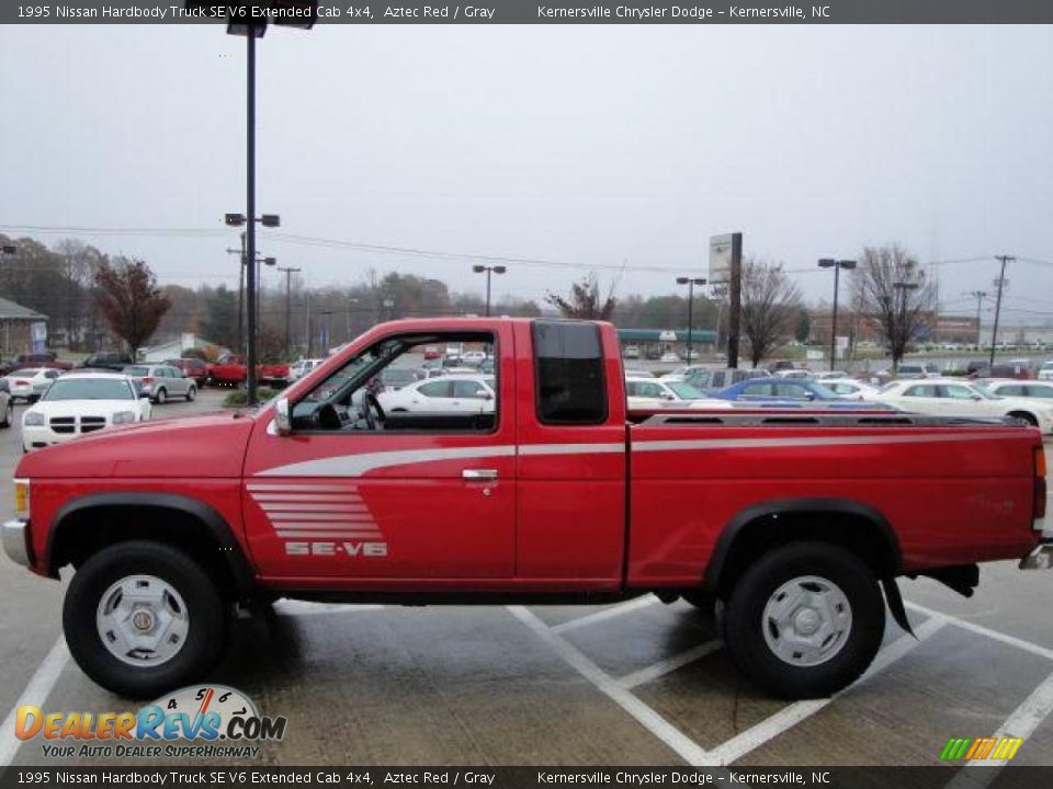 1995 Nissan Hardbody Truck SE V6 Extended Cab 4x4 Aztec Red / Gray Photo #6