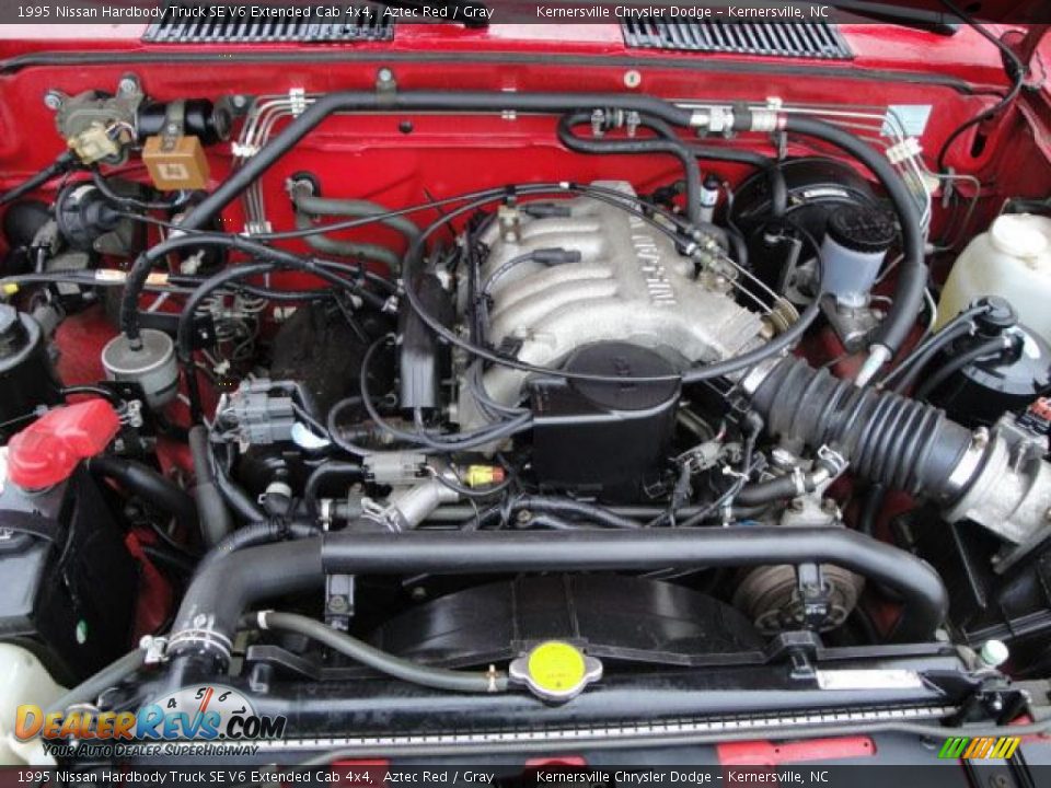 1995 Nissan Hardbody Truck SE V6 Extended Cab 4x4 Aztec Red / Gray Photo #22