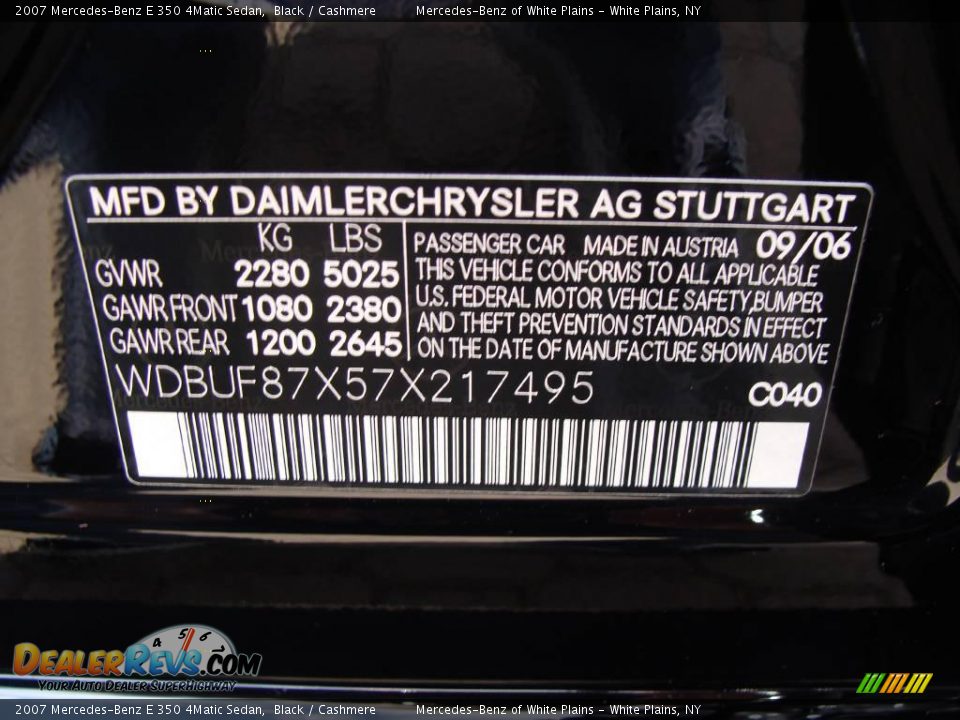 2007 Mercedes-Benz E 350 4Matic Sedan Black / Cashmere Photo #20
