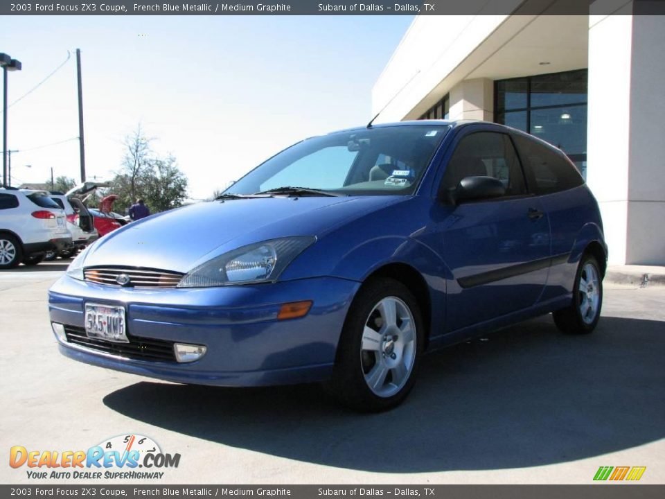 2003 Ford Focus ZX3 Coupe French Blue Metallic / Medium Graphite Photo #3
