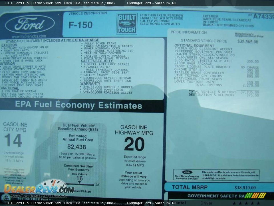 2010 Ford F150 Lariat SuperCrew Dark Blue Pearl Metallic / Black Photo #14