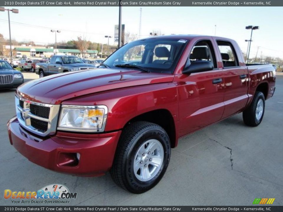 2010 Dodge Dakota ST Crew Cab 4x4 Inferno Red Crystal Pearl / Dark Slate Gray/Medium Slate Gray Photo #1