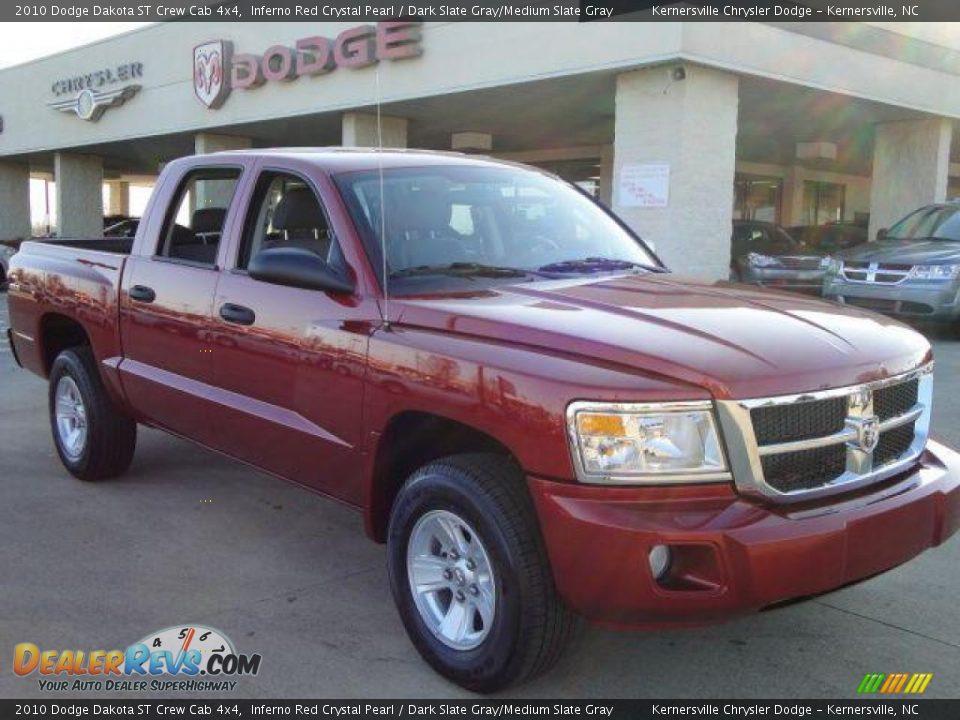 2010 Dodge Dakota ST Crew Cab 4x4 Inferno Red Crystal Pearl / Dark Slate Gray/Medium Slate Gray Photo #3