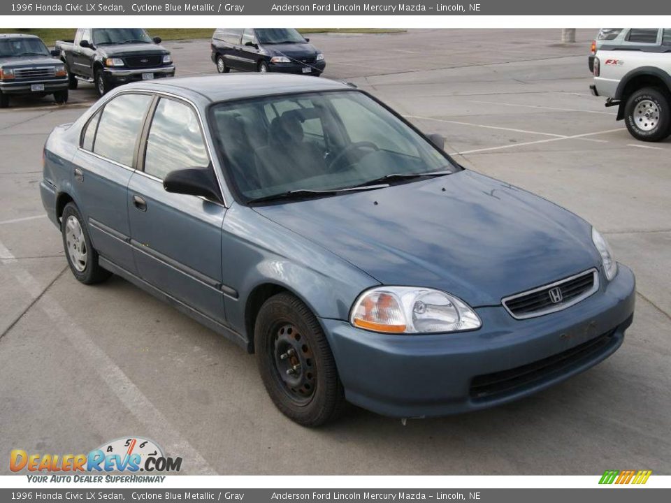 1996 Honda Civic LX Sedan Cyclone Blue Metallic / Gray Photo #1