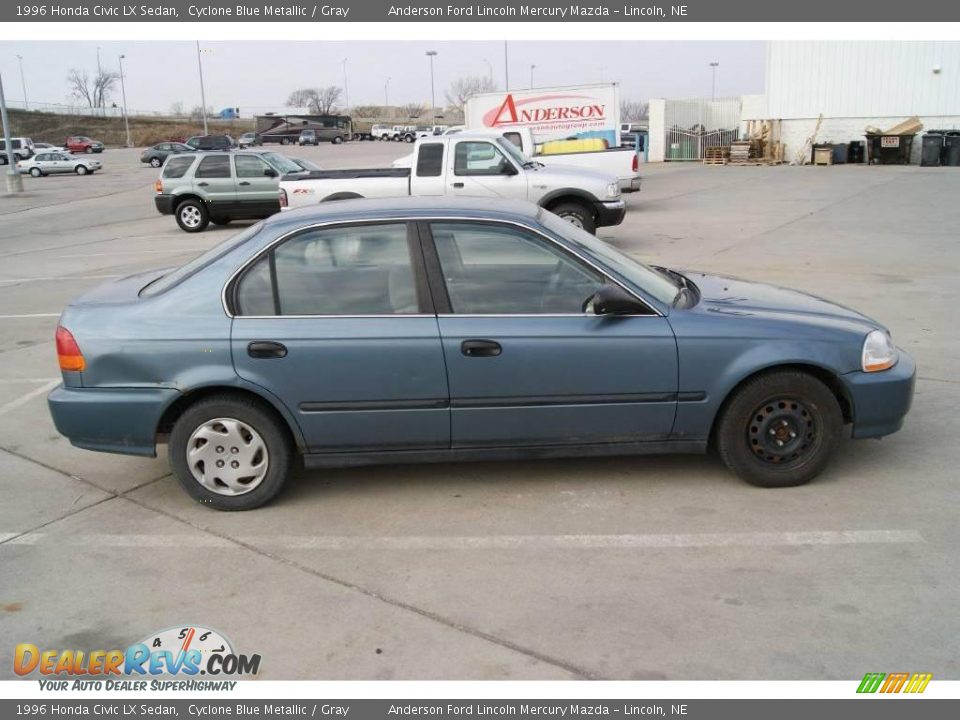 1996 Honda Civic LX Sedan Cyclone Blue Metallic / Gray Photo #3