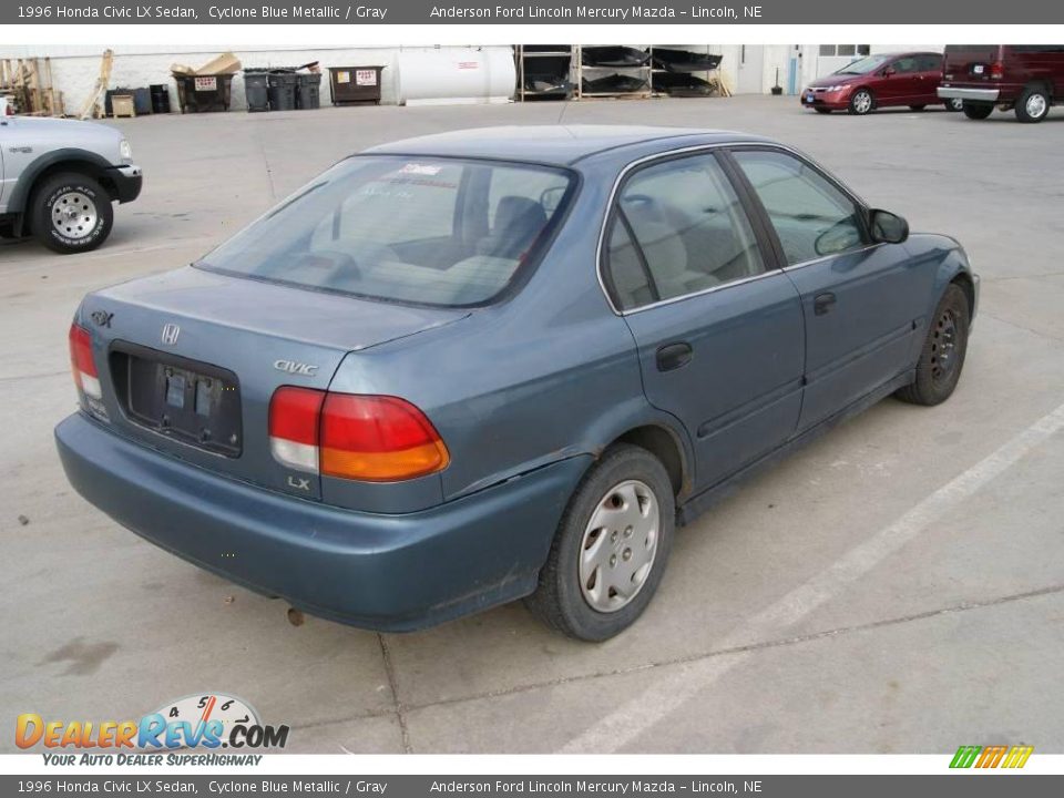 1996 Honda Civic LX Sedan Cyclone Blue Metallic / Gray Photo #4