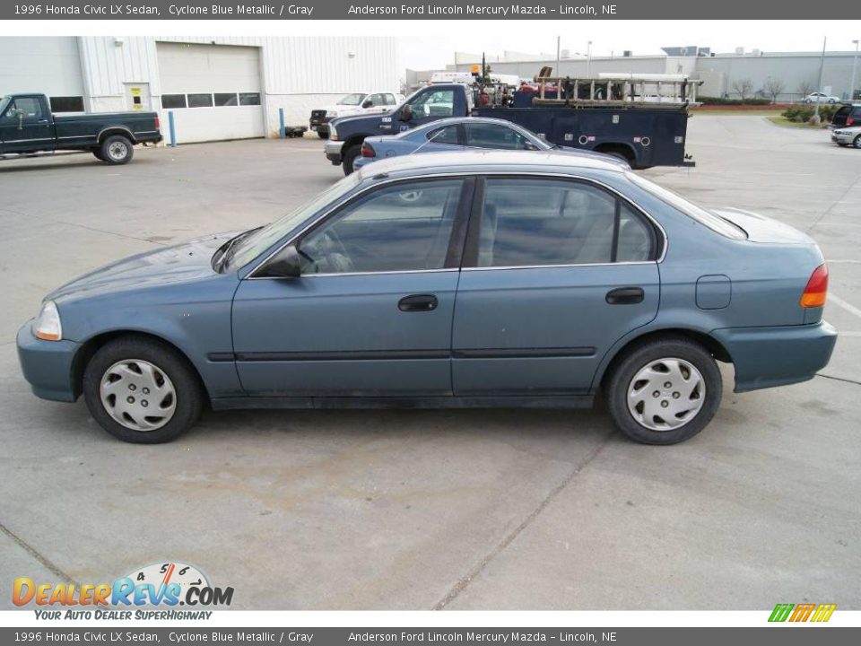 1996 Honda Civic LX Sedan Cyclone Blue Metallic / Gray Photo #7