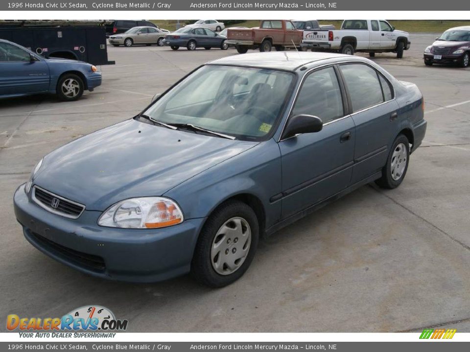 1996 Honda Civic LX Sedan Cyclone Blue Metallic / Gray Photo #8