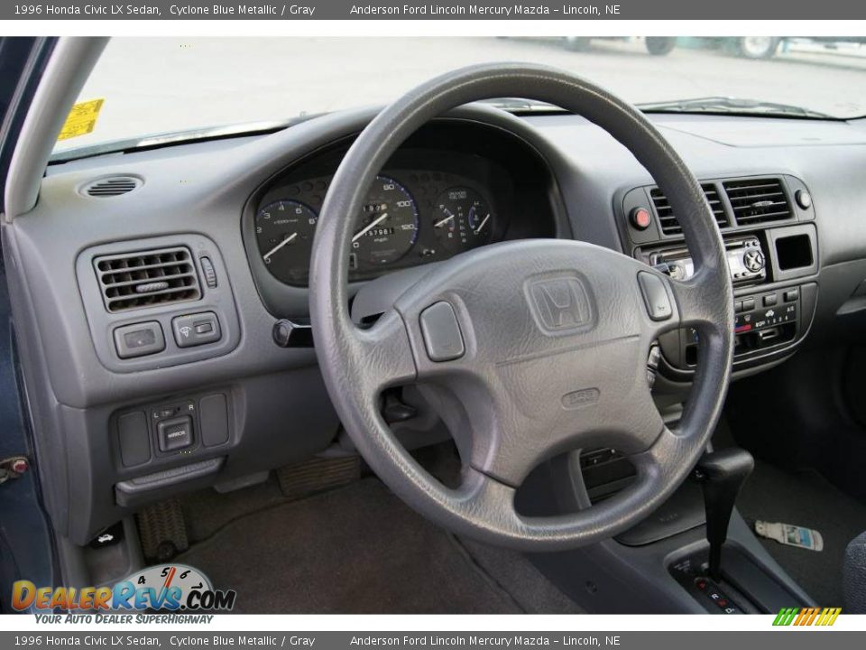 1996 Honda Civic LX Sedan Cyclone Blue Metallic / Gray Photo #34