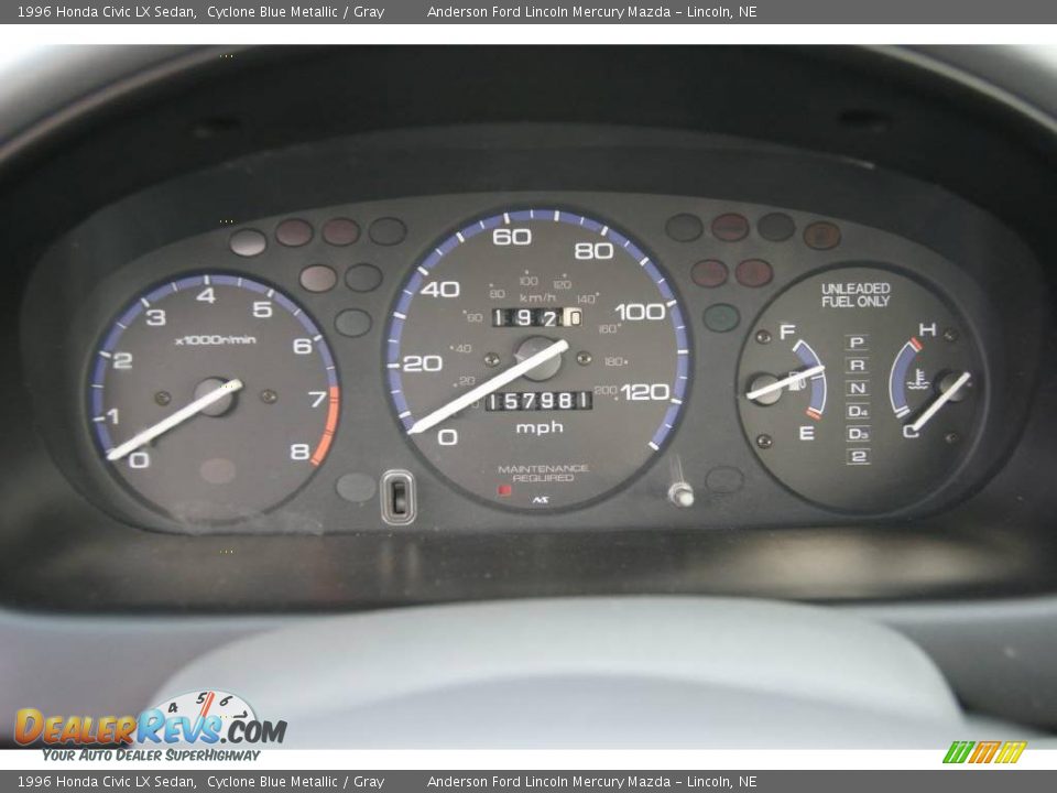 1996 Honda Civic LX Sedan Cyclone Blue Metallic / Gray Photo #36