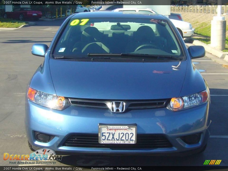 2007 Honda Civic LX Coupe Atomic Blue Metallic / Gray Photo #2
