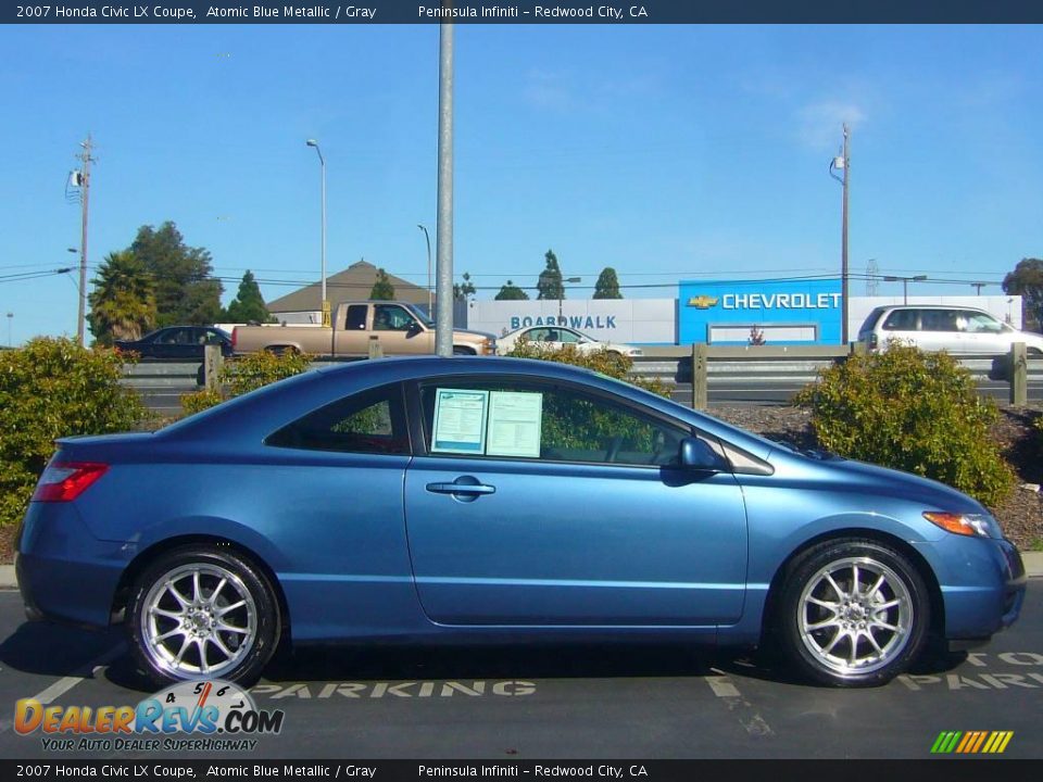 2007 Honda Civic LX Coupe Atomic Blue Metallic / Gray Photo #3