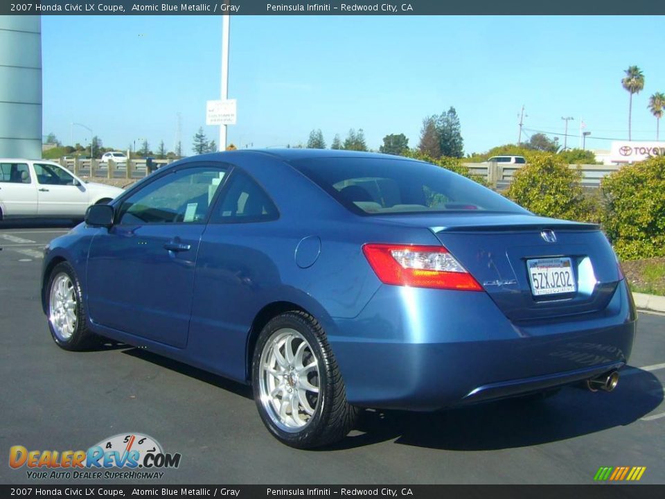 2007 Honda Civic LX Coupe Atomic Blue Metallic / Gray Photo #4