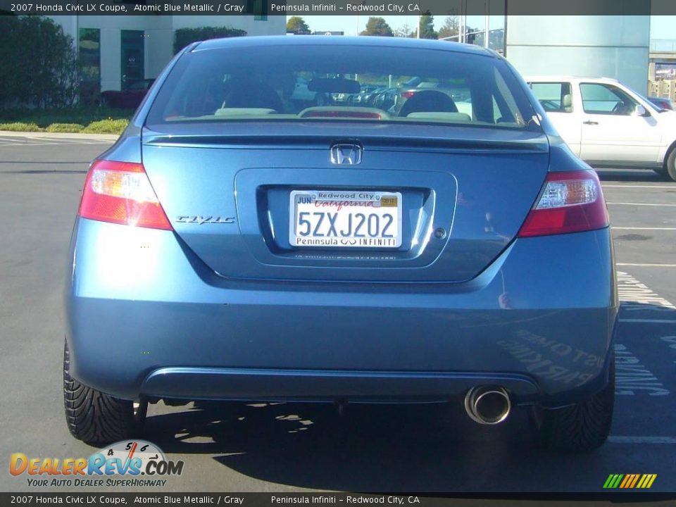 2007 Honda Civic LX Coupe Atomic Blue Metallic / Gray Photo #5