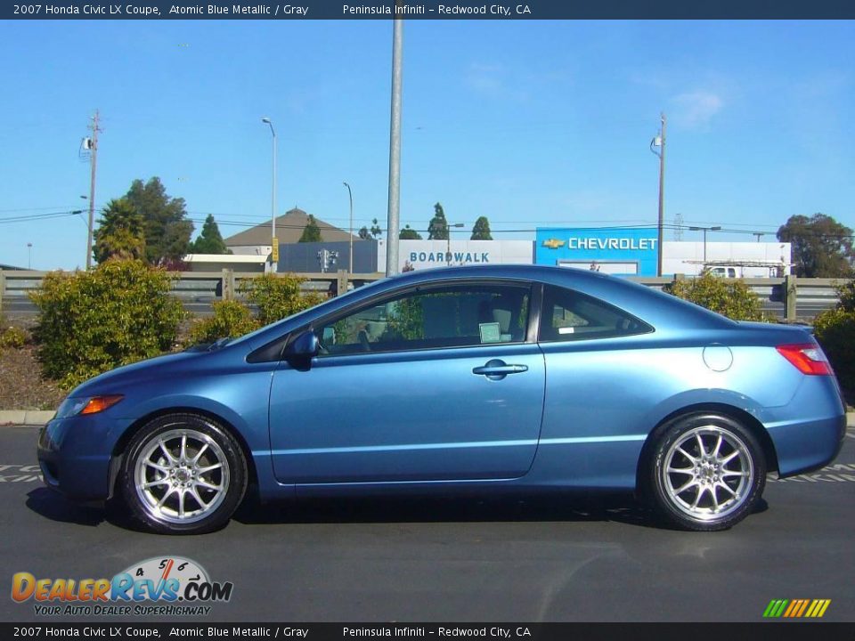 2007 Honda Civic LX Coupe Atomic Blue Metallic / Gray Photo #6
