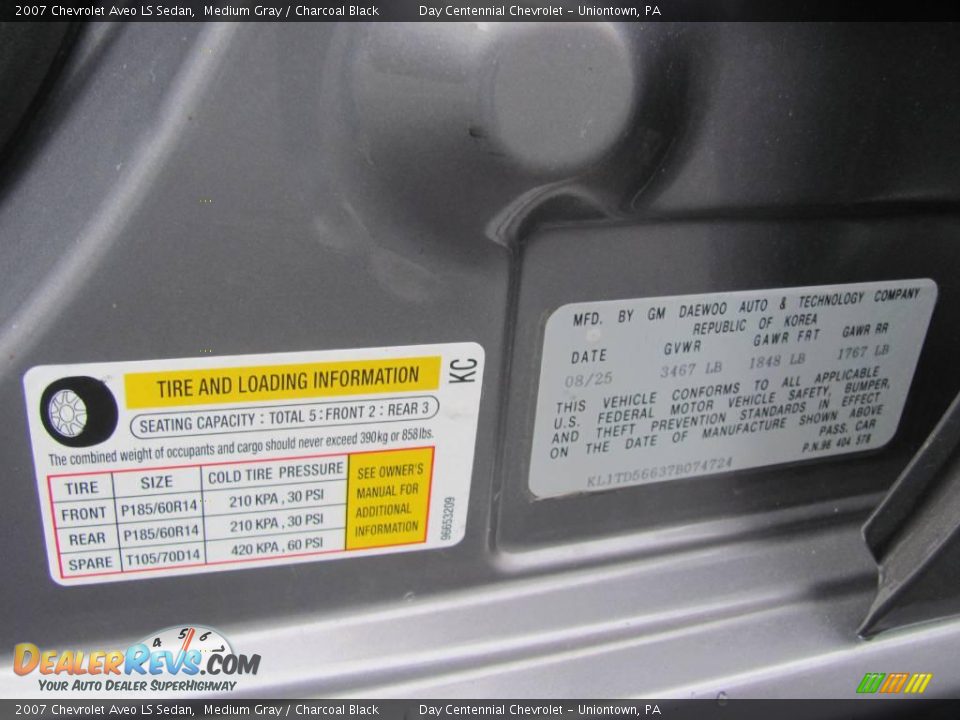2007 Chevrolet Aveo LS Sedan Medium Gray / Charcoal Black Photo #14