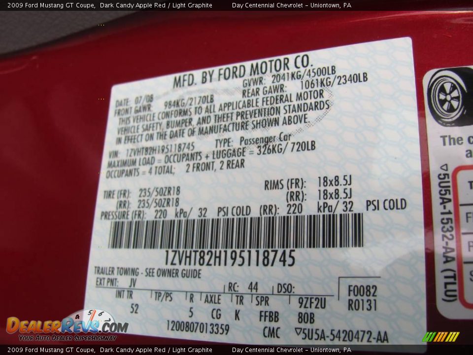2009 Ford Mustang GT Coupe Dark Candy Apple Red / Light Graphite Photo #14