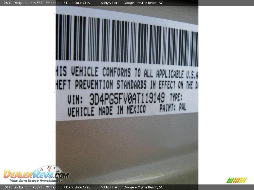2010 Dodge Journey SXT White Gold / Dark Slate Gray Photo #27
