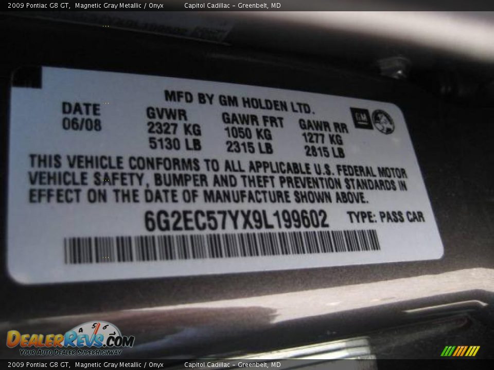 2009 Pontiac G8 GT Magnetic Gray Metallic / Onyx Photo #20