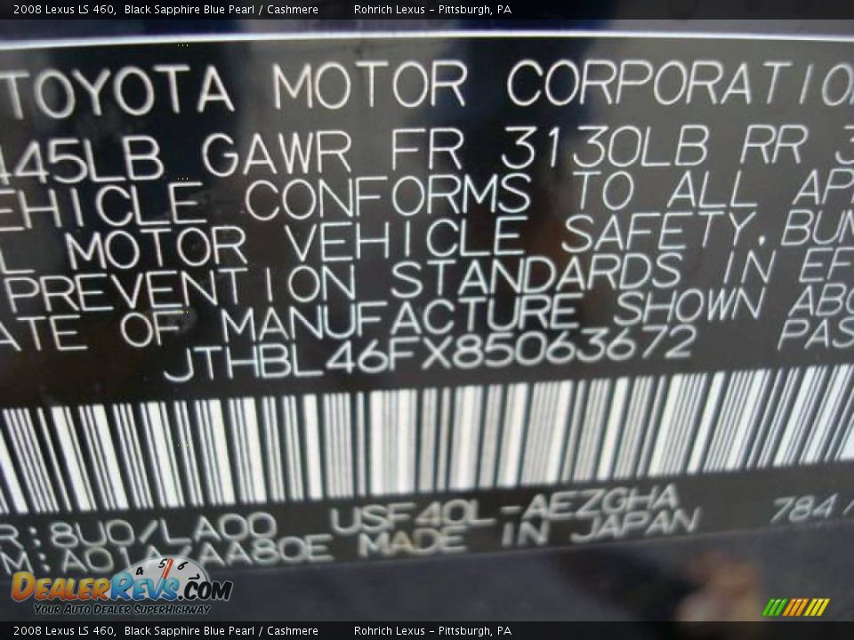 2008 Lexus LS 460 Black Sapphire Blue Pearl / Cashmere Photo #14