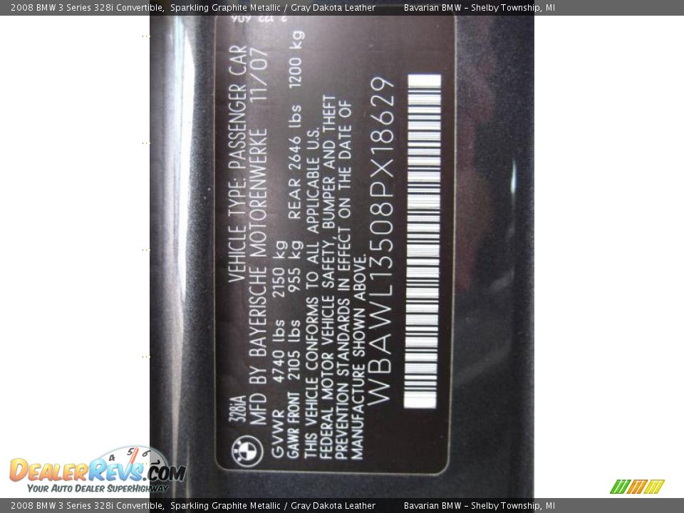 2008 BMW 3 Series 328i Convertible Sparkling Graphite Metallic / Gray Dakota Leather Photo #24