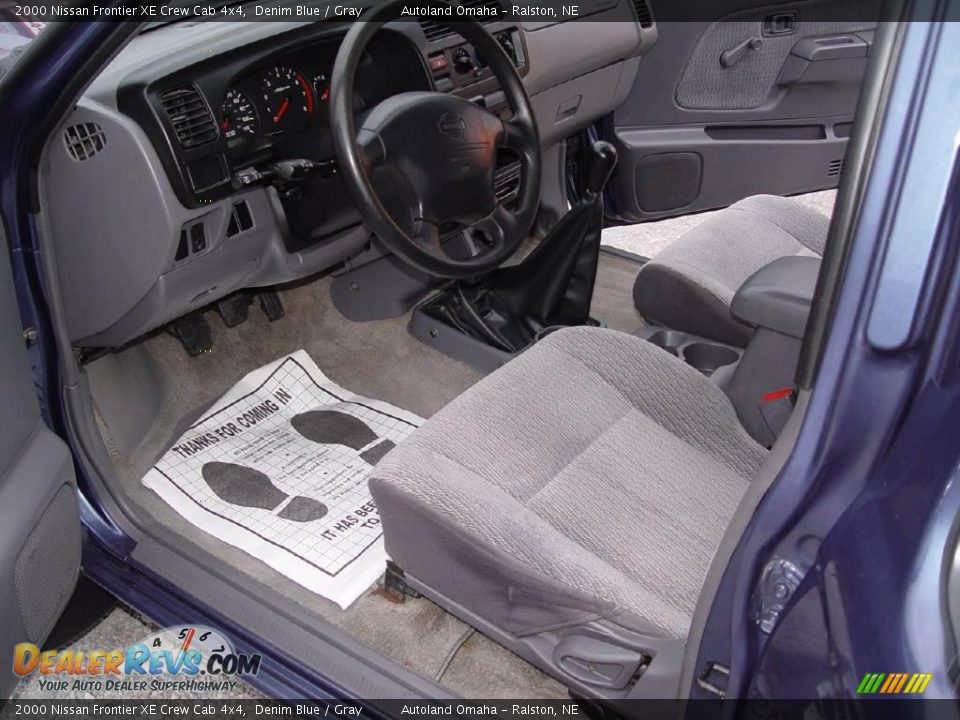 2000 Nissan Frontier XE Crew Cab 4x4 Denim Blue / Gray Photo #4