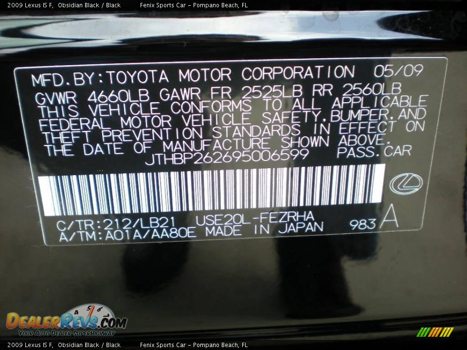 2009 Lexus IS F Obsidian Black / Black Photo #25