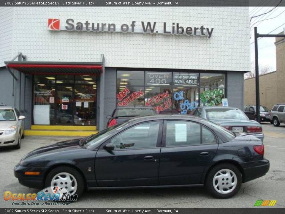 2002 Saturn S Series SL2 Sedan Black Silver / Black Photo #1