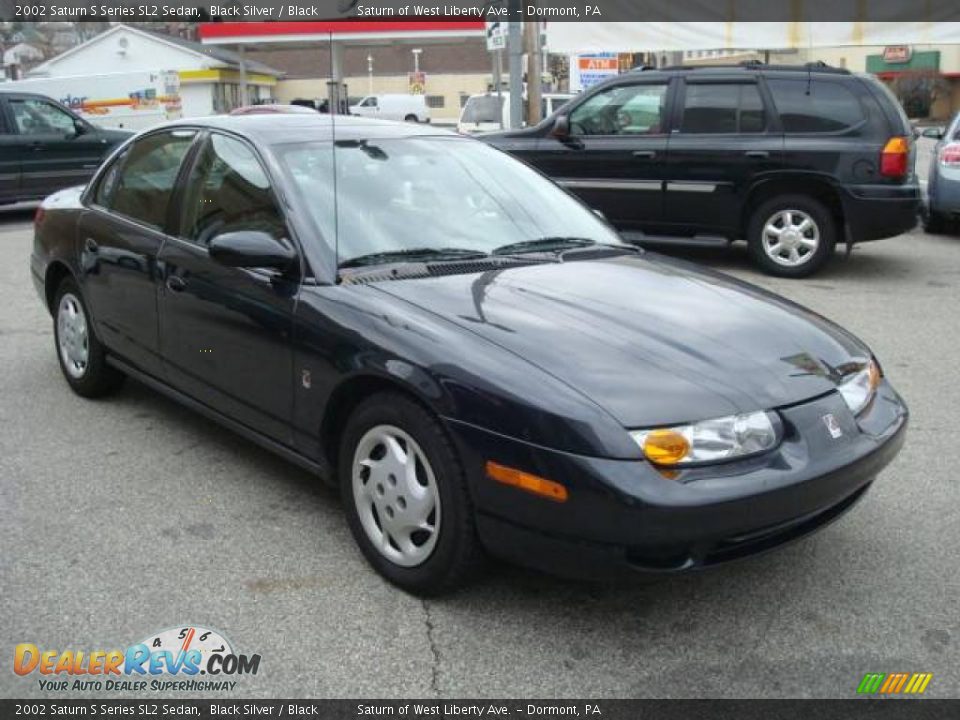 2002 Saturn S Series SL2 Sedan Black Silver / Black Photo #5