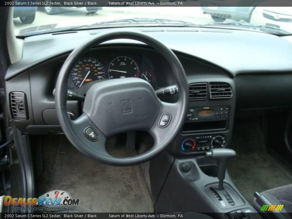 2002 Saturn S Series SL2 Sedan Black Silver / Black Photo #10