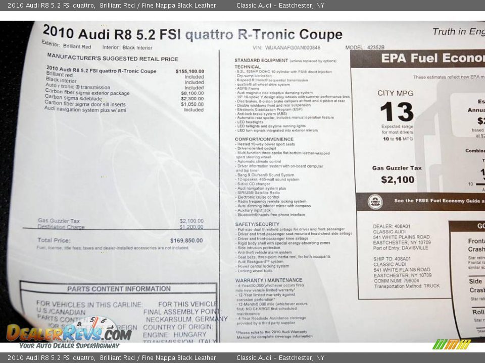 2010 Audi R8 5.2 FSI quattro Brilliant Red / Fine Nappa Black Leather Photo #32