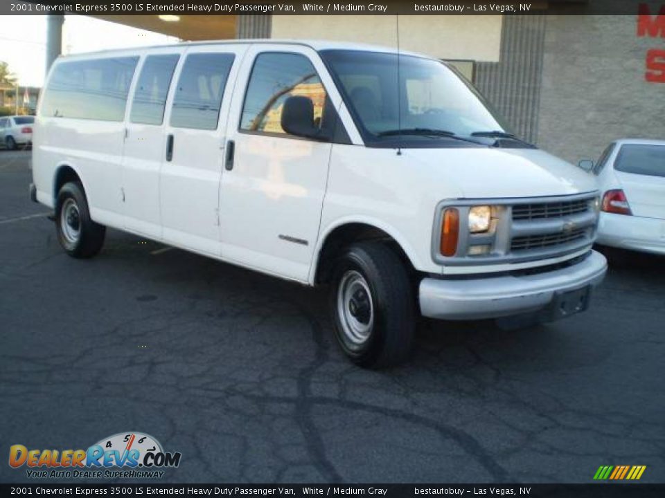 2001 Chevrolet Express 3500 LS Extended Heavy Duty Passenger Van White / Medium Gray Photo #12