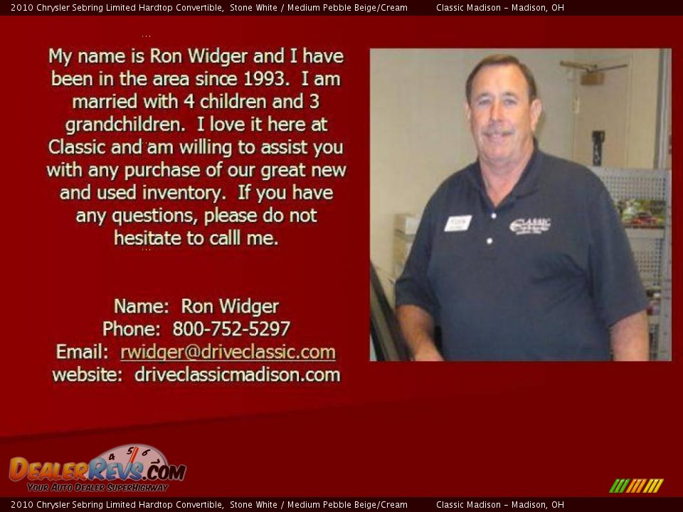 2010 Chrysler Sebring Limited Hardtop Convertible Stone White / Medium Pebble Beige/Cream Photo #13