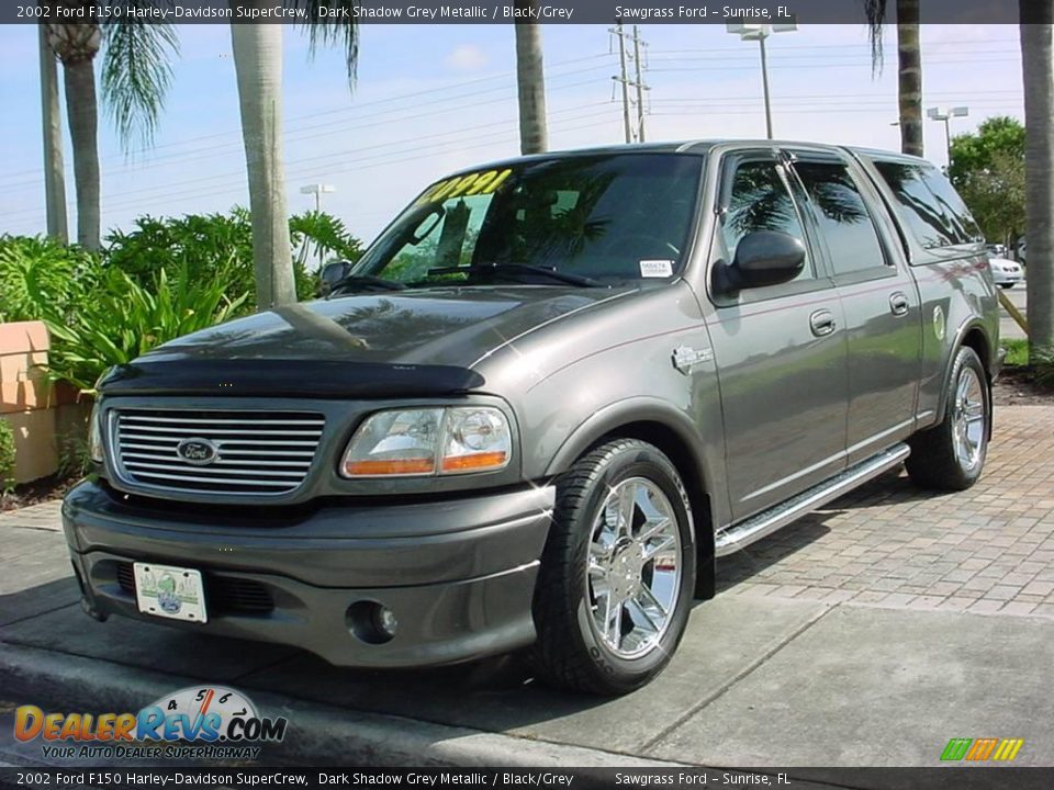2002 Ford F150 Harley-Davidson SuperCrew Dark Shadow Grey Metallic / Black/Grey Photo #1