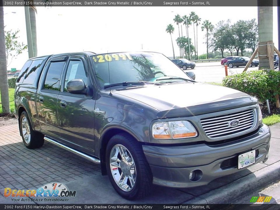 2002 Ford F150 Harley-Davidson SuperCrew Dark Shadow Grey Metallic / Black/Grey Photo #3